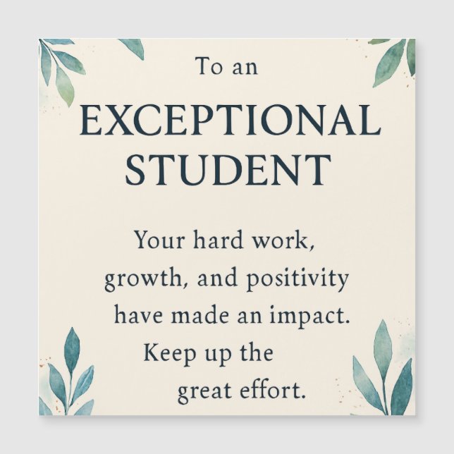 Exceptional Student – Inspirational Teacher Apprec (Front)