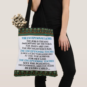 EXCEPTIONAL TEACHER-SEE BACK-Teacher Pledge Tote Bag