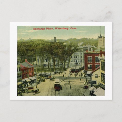 Exchange Place Waterbury Connecticut Vintage Postcard