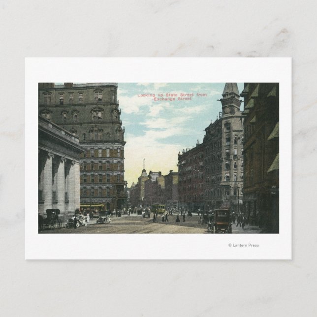 Exchange Street View of State Street Postcard (Front)