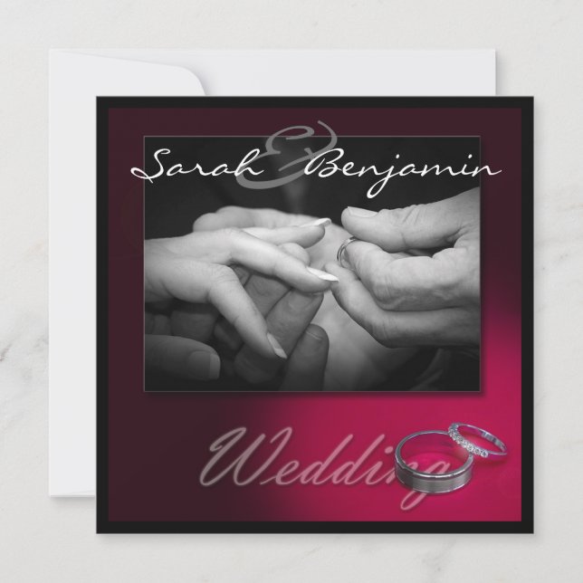 Exchanging Rings with Wedding Bands Invitation (Front)