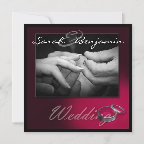 Exchanging Rings with Wedding Bands Invitations