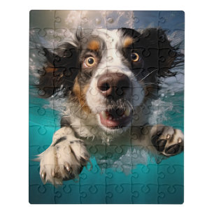 Excited Dog Swimming Underwater Design Jigsaw Puzzle