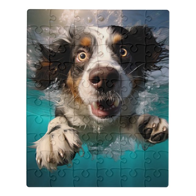 Excited Dog Swimming Underwater Design Jigsaw Puzzle (Puzzle Vertical)