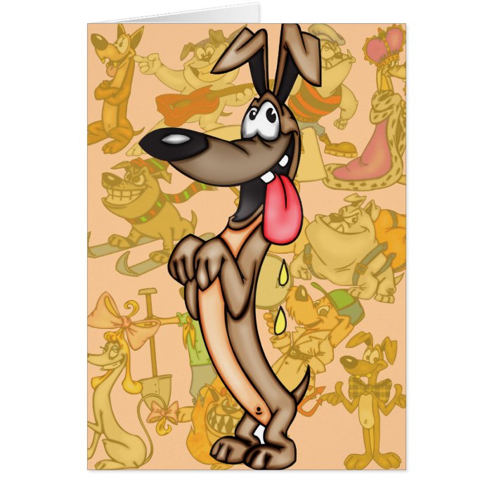 Excited Drooling Cartoon Dog Greeting Cards