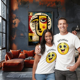 Excited Emoji   Saturday Mood Design T-Shirt