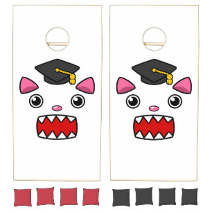 Excited Graduation Cat Cornhole Set