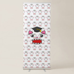 Excited Graduation Cat Retractable Banner