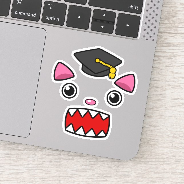 Excited Graduation Cat Sticker (Detail)
