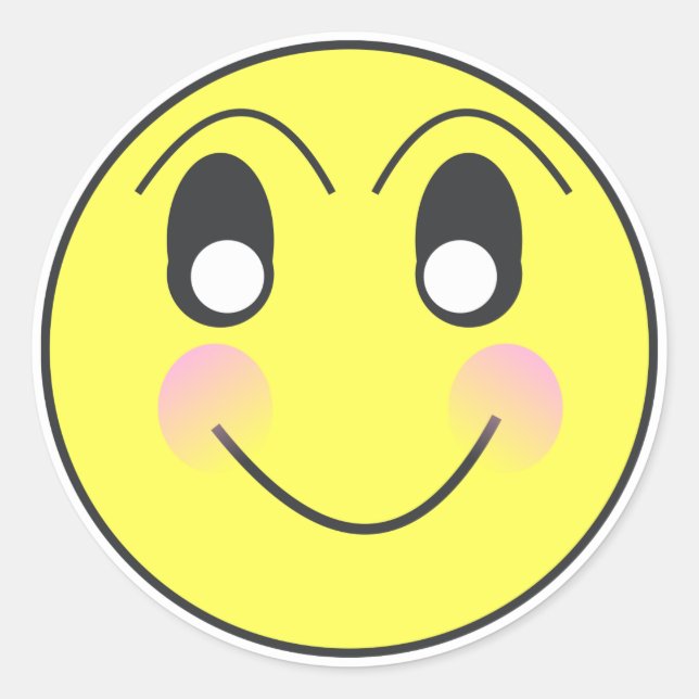 Excited Happy Face Emoticon Mood Classic Round Sticker (Front)
