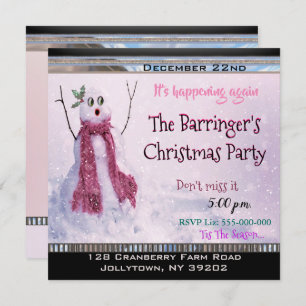 Excited Happy Snowgirly Christmas Party Invitation