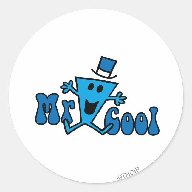 Excited Mr. Cool Jumping For Joy Classic Round Sticker (Front)