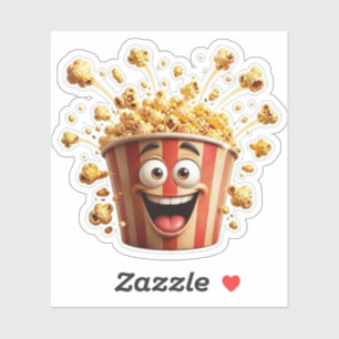 Excited Popcorn Bucket Funny Sticker