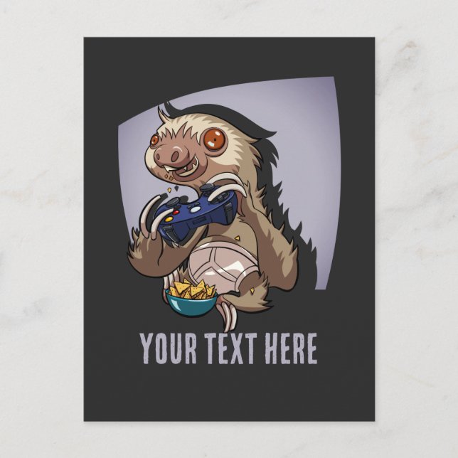 Excited Sloth Character Video Game Cartoon Art Postcard (Front)
