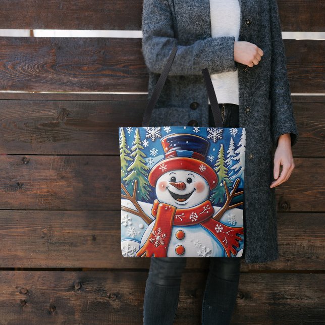 Excited Snowman Tote Bag (Creator Uploaded)