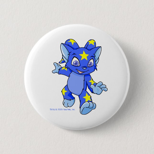 Excited Starry Acara Button (Front)