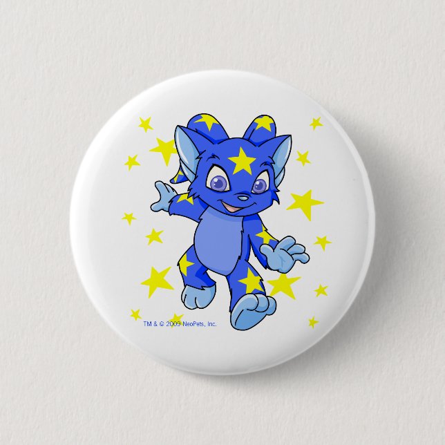Excited Starry Acara with star burst Pinback Button (Front)
