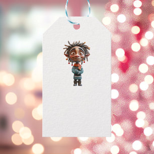 Excited Teen Christmas Elf White Gift Tags