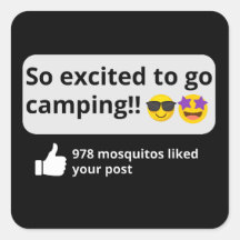 Excited to go camping, funny mosquito happy camper