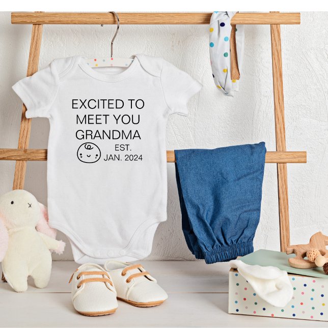 Excited To Meet You Grandma Pregnancy Announcemnt  Baby Bodysuit (Creator Uploaded)