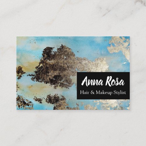  Exciting Abstract Blue Watercolor Black Silver Business Card
