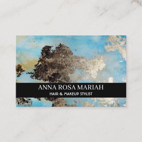  Exciting Blue Abstract Watercolor Black Silver Business Card