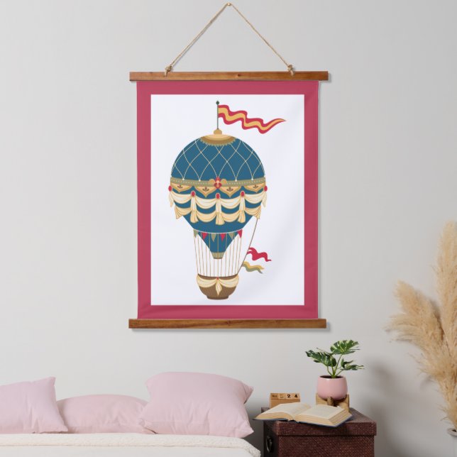 Exciting Colorful Steampunk Hot Air Balloon Hanging Tapestry (Bedroom)