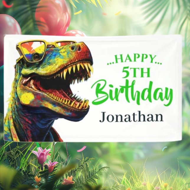 Exciting Dino-themed Birthday Banner (Roar with Joy: T-Rex Dinosaur Birthday Party Signs!)