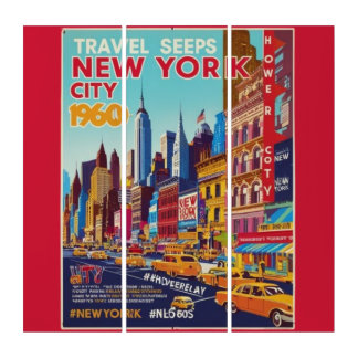 Exciting NYC Streets | Red & Yellow Poster Triptych
