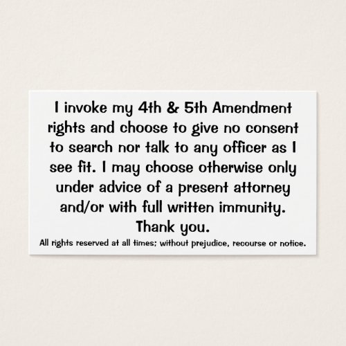 Exclamation of Constitutional Rights Cards Business Card