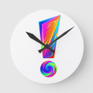 Exclamation Question Double Sided Throw Pillow Round Clock