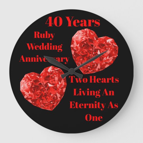 Exclusive 40th  Ruby Wedding Anniversary Clock