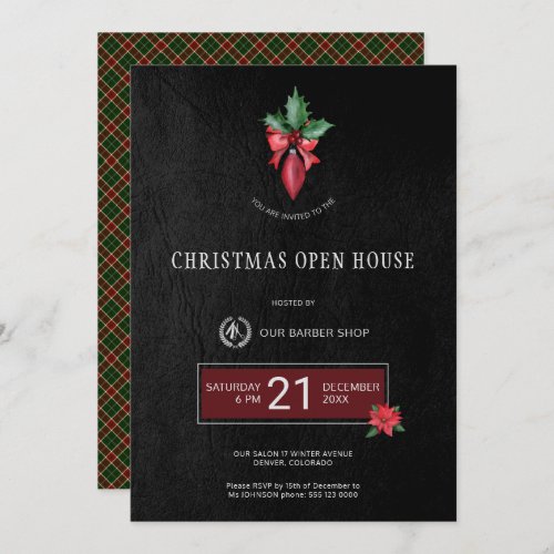 Exclusive Barber Shop Christmas Open House Party Invitation