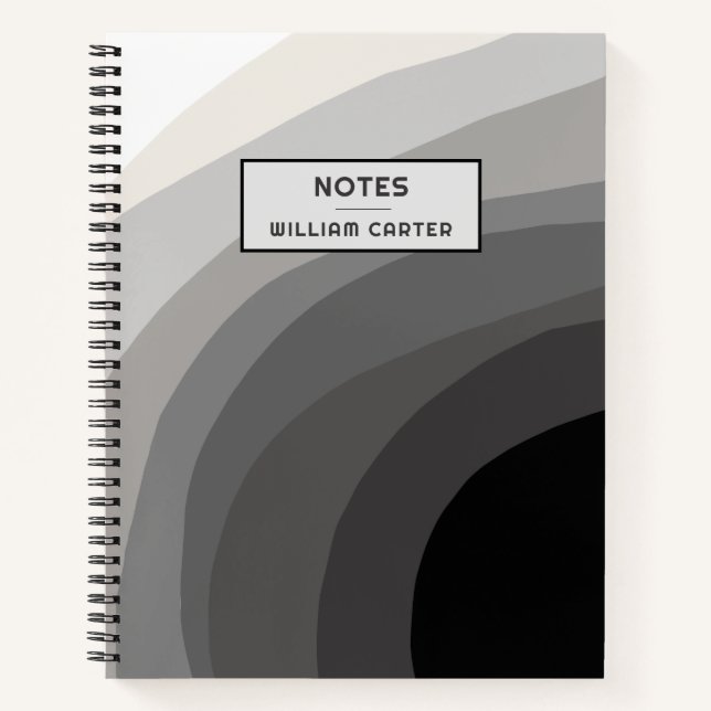 Exclusive Black and Gray Design Custom Text Notebook (Front)