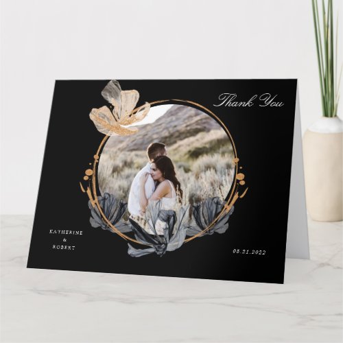 exclusive black gold floral thank you card