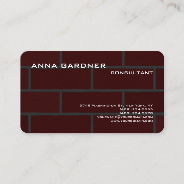 Exclusive Brown Red Brick Wall Creative Modern Business Card (Front)