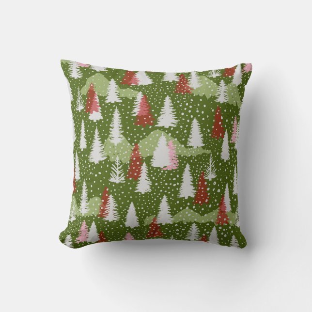 Exclusive Christmas Wonderland Hand Drawn Throw Pillow (Front)