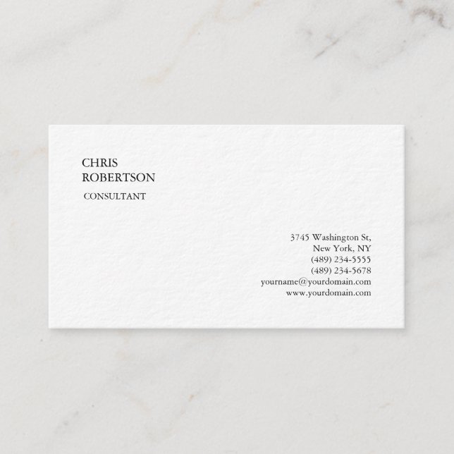 Exclusive Classical Minimalist Plain Business Card (Front)