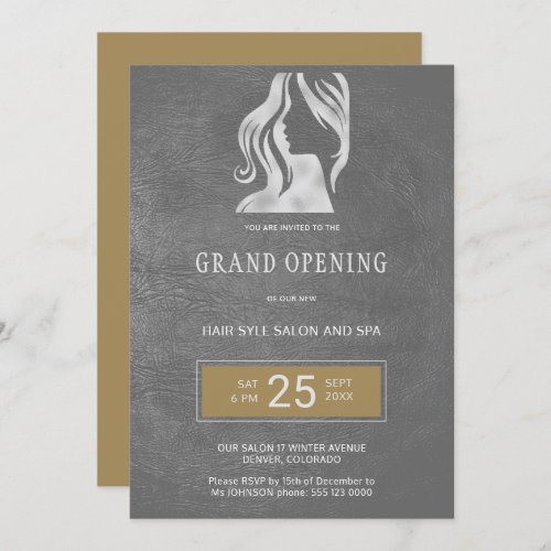 Exclusive elegant hair beauty salon grand opening invitation