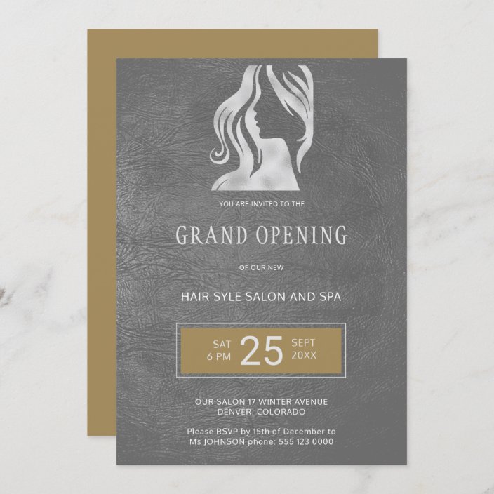 Exclusive elegant hair beauty salon grand opening invitation