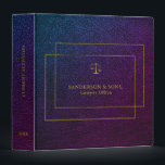 Exclusive faux lather indigo gold script lawyer 3 ring binder<br><div class="desc">Luxury elegant lawyer custom binder featuring a faux gold double geometric rectangular frame and a justice scale over a dark navy and purple indigo gradient faux leather background. Easy to personalize on front, spine, and backside! Suitable for legal services consultants, lawyer office, attorney at law, legal advisors, judge, and other...</div>