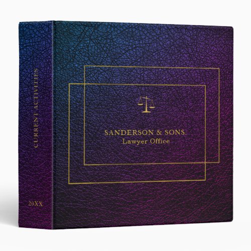 Exclusive faux lather indigo gold script lawyer 3 ring binder