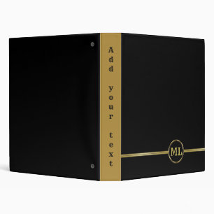 Exclusive gold logo Monogram on black 3 Ring Binder