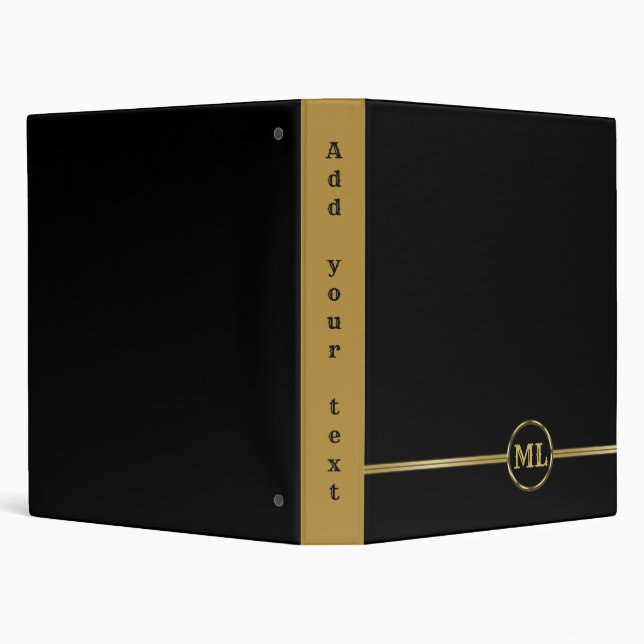 Exclusive gold logo Monogram on black 3 Ring Binder (Background)