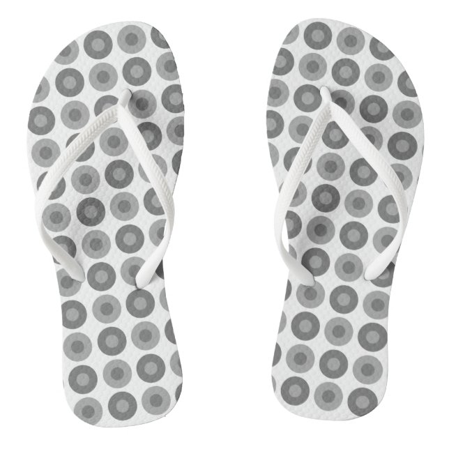 Exclusive Gray Circles Men Women Flip Flops (Footbed)