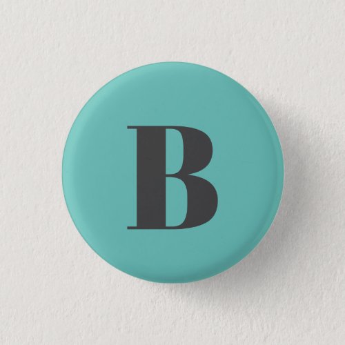 Exclusive Light Teal Gray Monogram Initial Letter Button