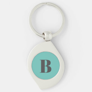 Exclusive Light Teal Gray Monogram Initial Letter Keychain