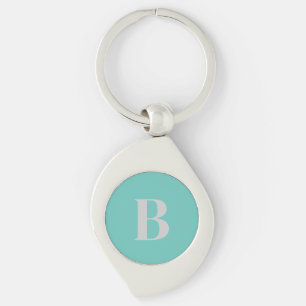 Exclusive Light Teal Gray Monogram Initial Letter Keychain