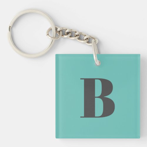 Exclusive Light Teal Gray Monogram Initial Letter Keychain