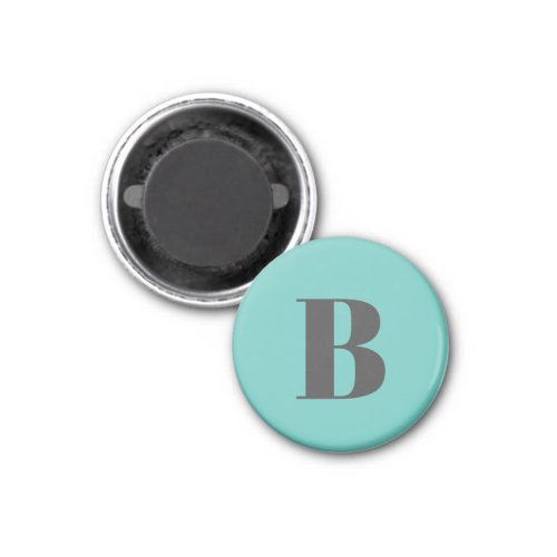 Exclusive Light Teal Gray Monogram Initial Letter Magnet